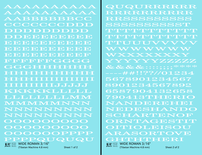 Wide Roman Letter Number Alphabet