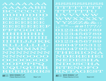 Wide Roman Letter Number Alphabet