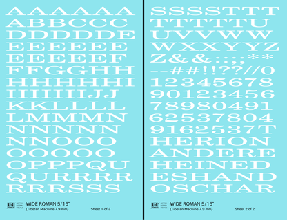 Wide Roman Letter Number Alphabet