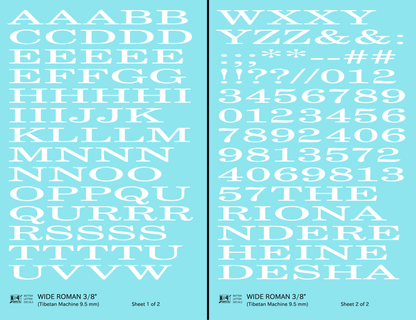 Wide Roman Letter Number Alphabet