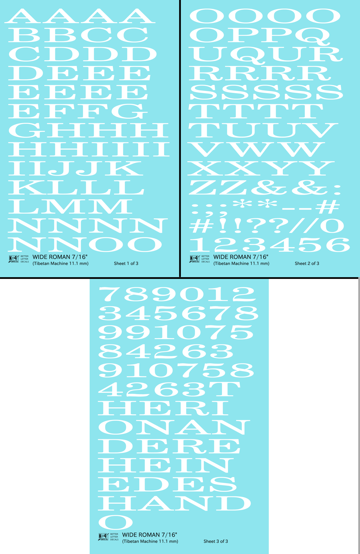 Wide Roman Letter Number Alphabet