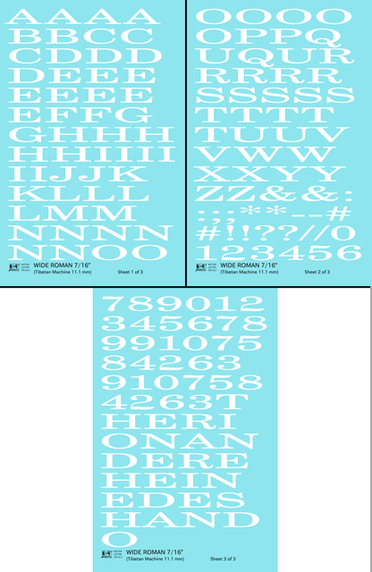 Wide Roman Letter Number Alphabet