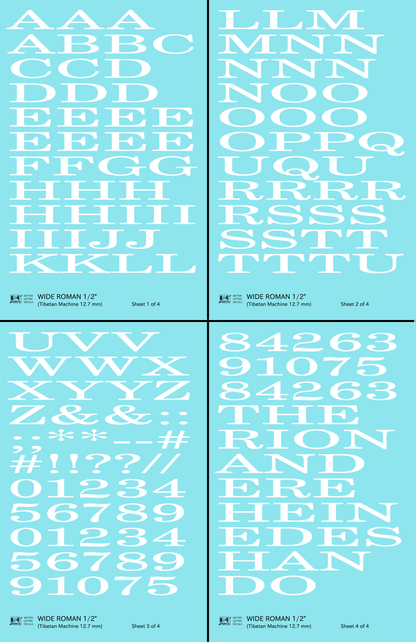 Wide Roman Letter Number Alphabet