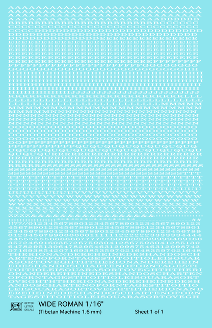 Wide Roman Letter Number Alphabet