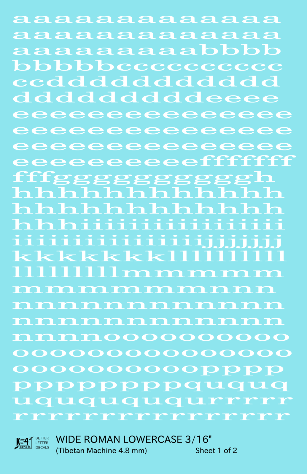 Lowercase Wide Roman Letter Number Alphabet