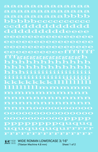 Lowercase Wide Roman Letter Number Alphabet