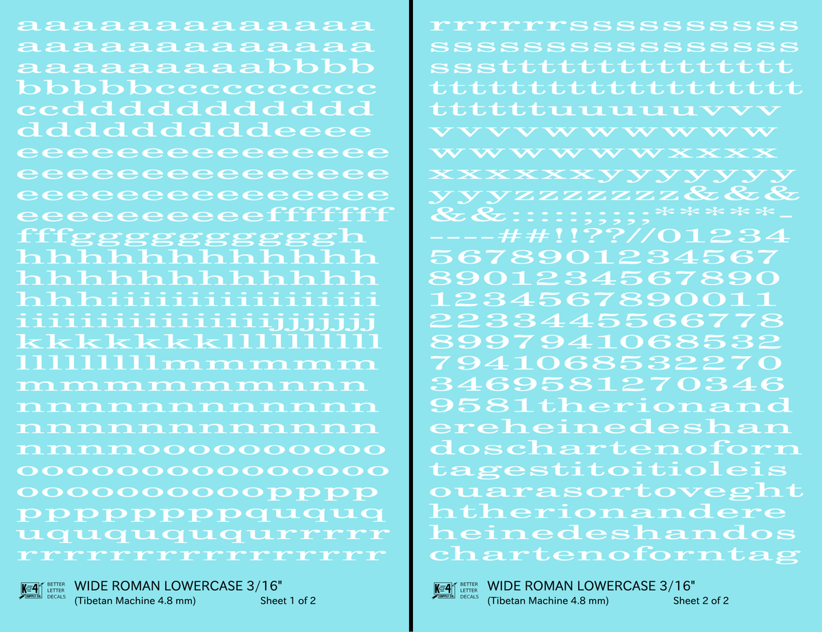 Lowercase Wide Roman Letter Number Alphabet