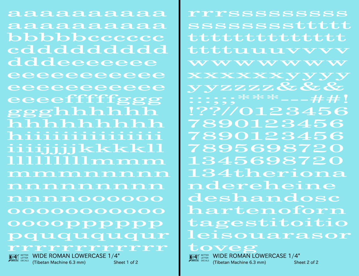 Lowercase Wide Roman Letter Number Alphabet