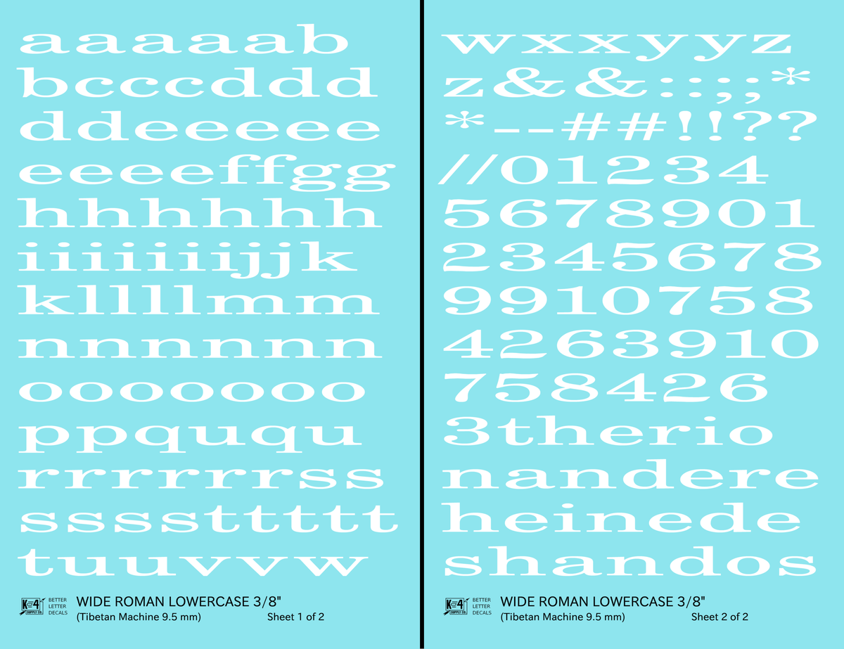 Lowercase Wide Roman Letter Number Alphabet