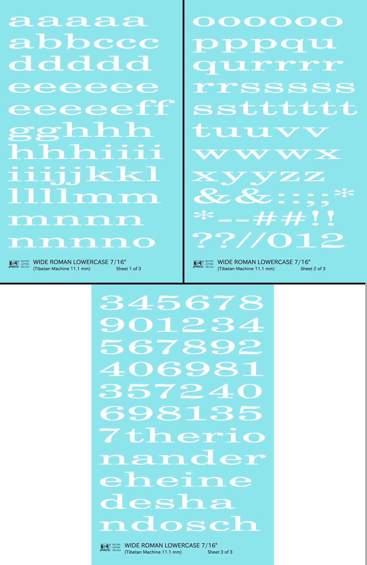 Lowercase Wide Roman Letter Number Alphabet