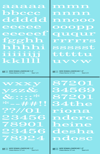 Lowercase Wide Roman Letter Number Alphabet