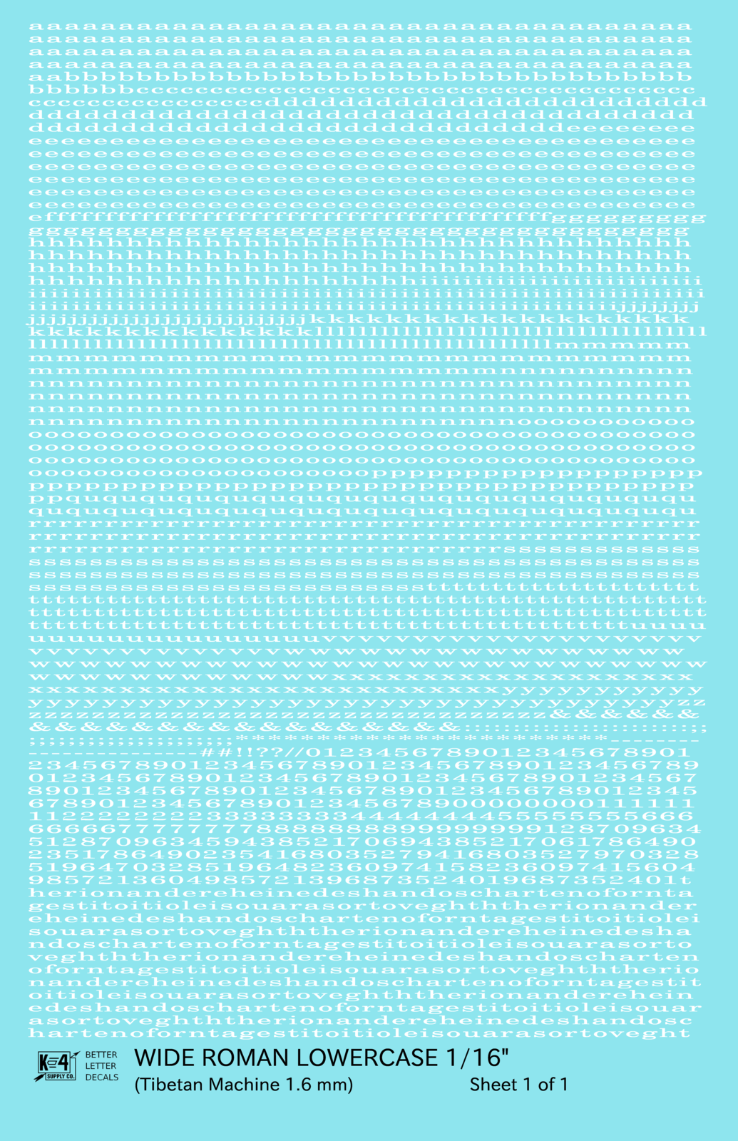 Lowercase Wide Roman Letter Number Alphabet