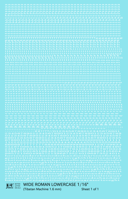 Lowercase Wide Roman Letter Number Alphabet