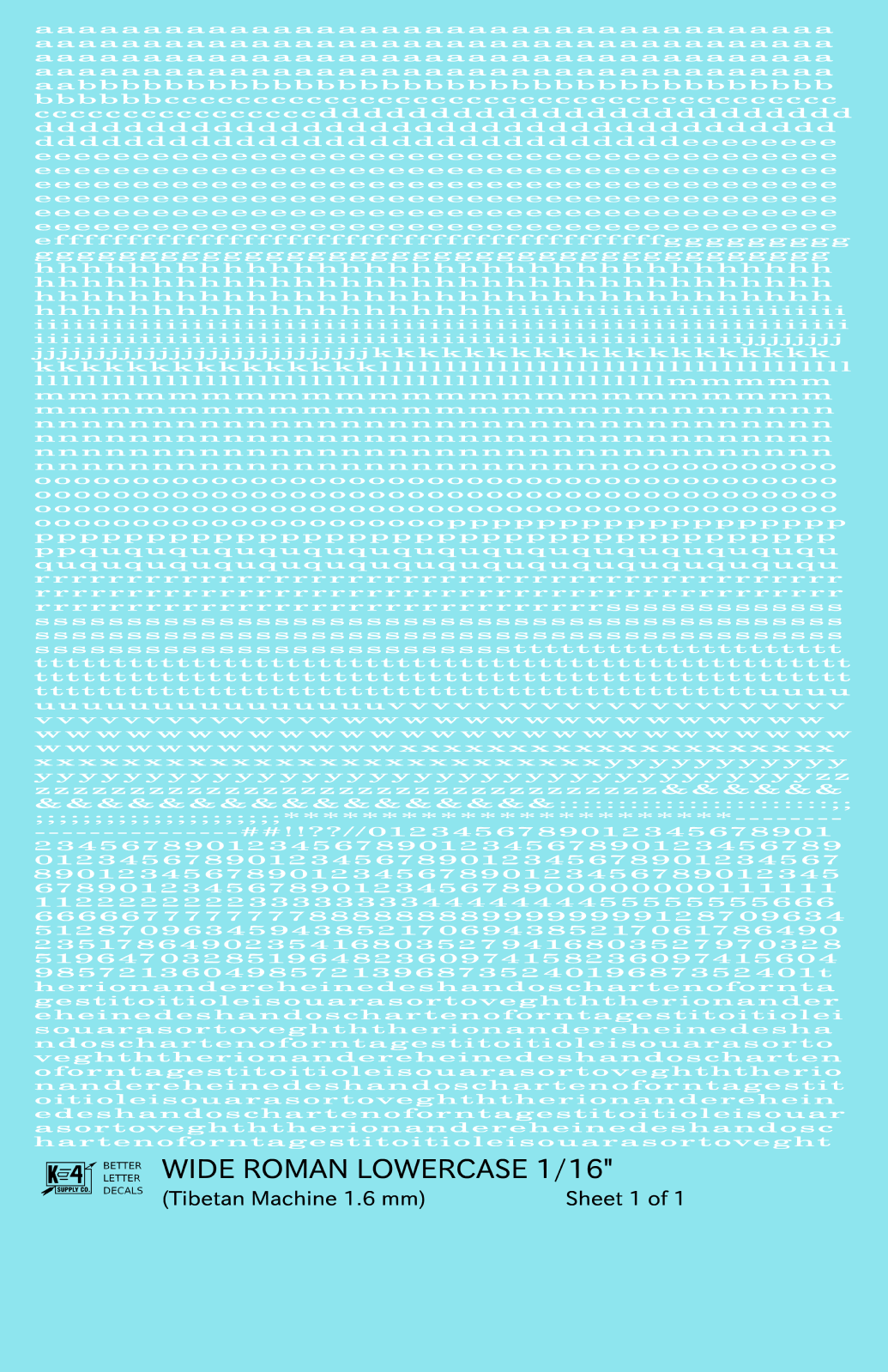 Lowercase Wide Roman Letter Number Alphabet