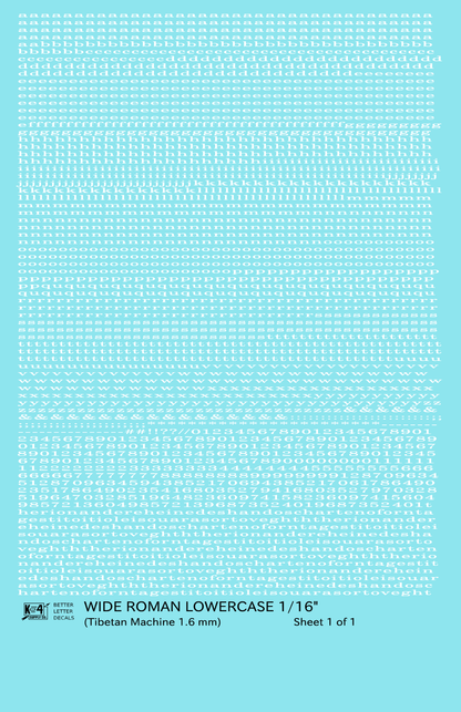 Lowercase Wide Roman Letter Number Alphabet