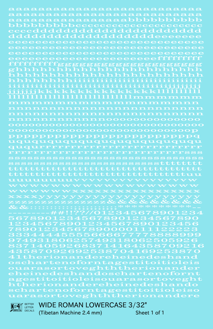 Lowercase Wide Roman Letter Number Alphabet