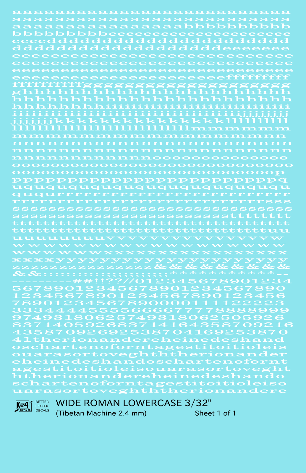 Lowercase Wide Roman Letter Number Alphabet