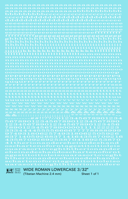Lowercase Wide Roman Letter Number Alphabet