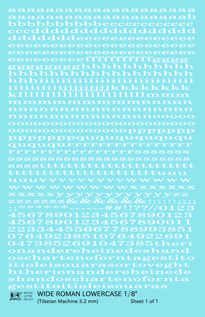 Lowercase Wide Roman Letter Number Alphabet
