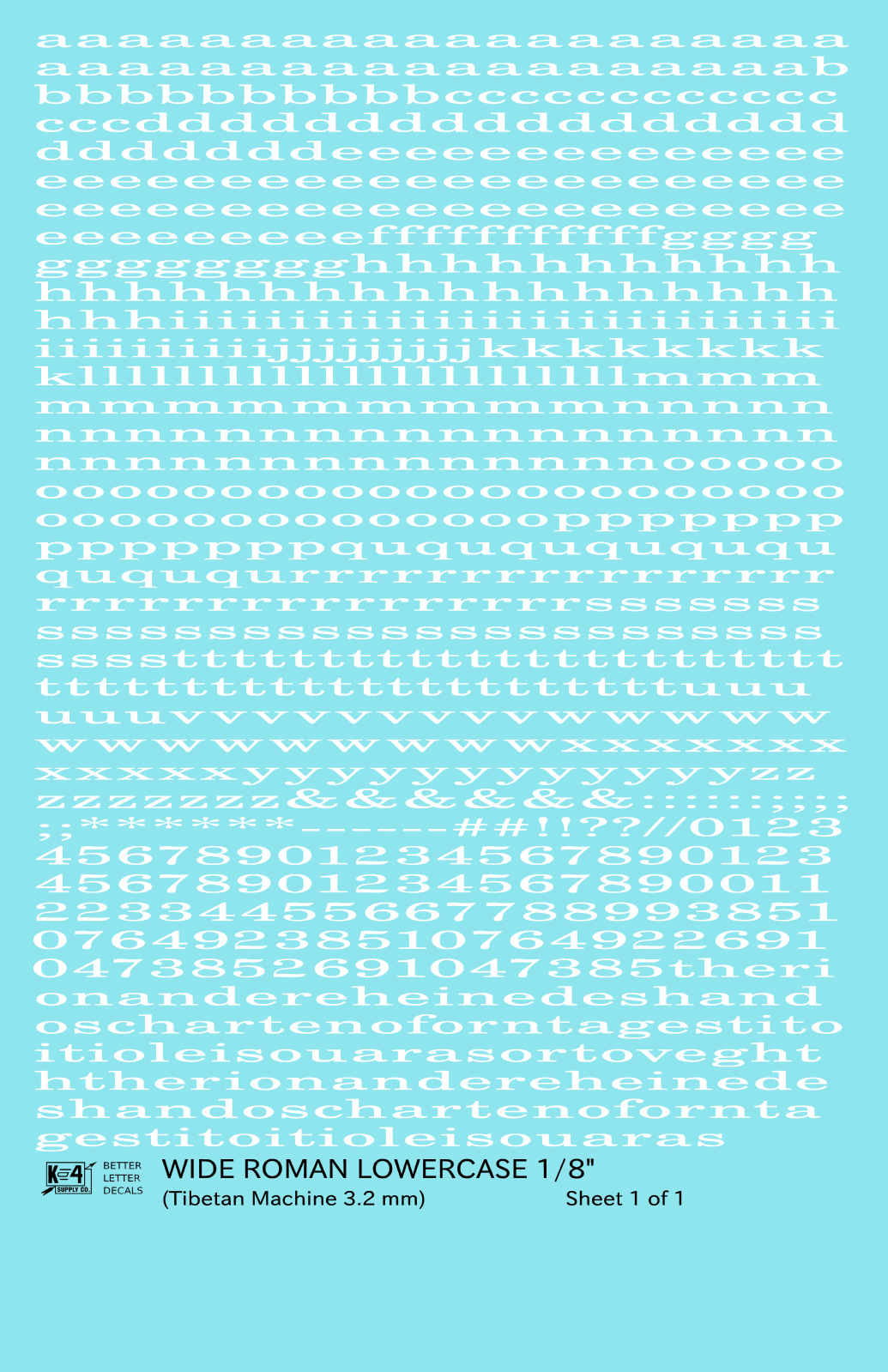 Lowercase Wide Roman Letter Number Alphabet