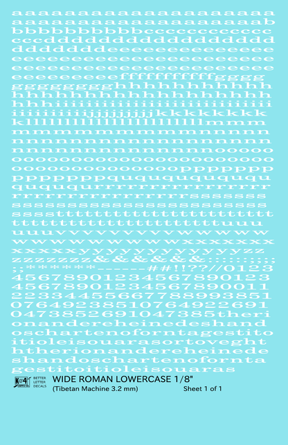 Lowercase Wide Roman Letter Number Alphabet
