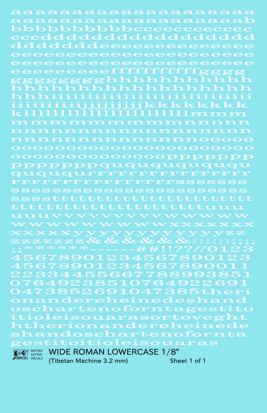 Lowercase Wide Roman Letter Number Alphabet