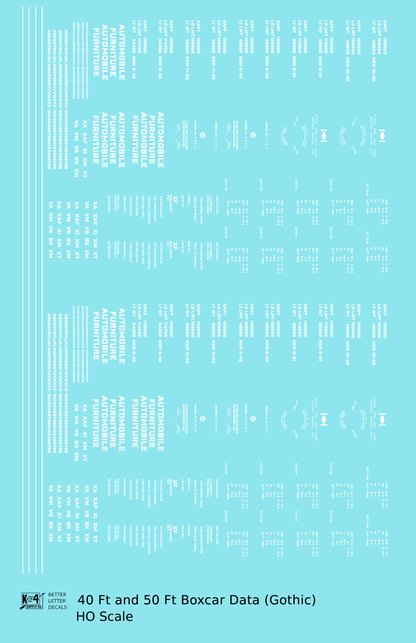 40 To 50 Ft Boxcar Gothic Font Dimensional Data Set