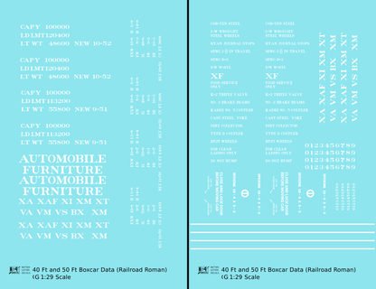40 To 50 Ft Boxcar Roman Font Dimensional Data Set