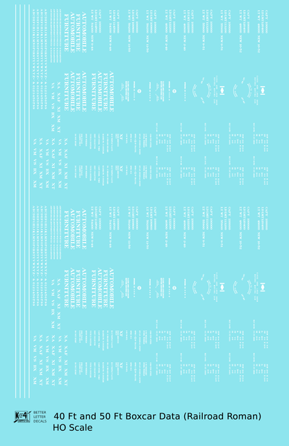 40 To 50 Ft Boxcar Roman Font Dimensional Data Set