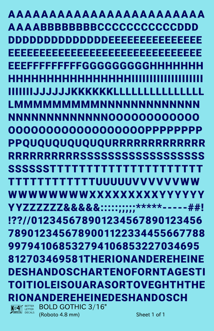 Bold Gothic Letter Number Alphabet