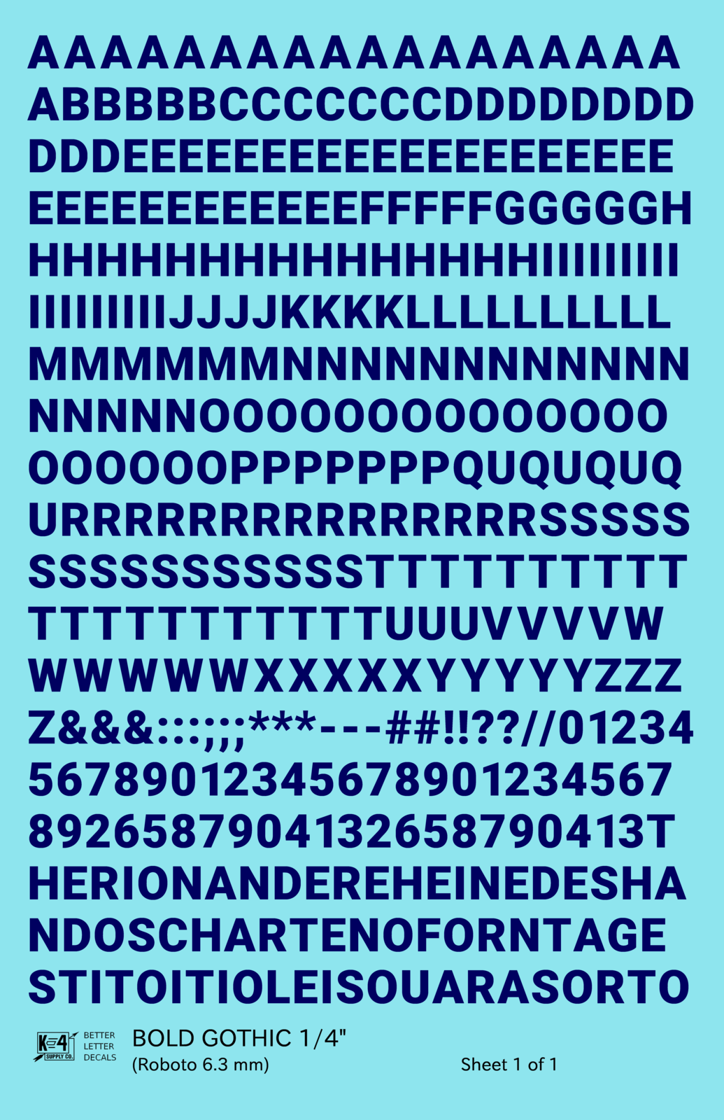 Bold Gothic Letter Number Alphabet
