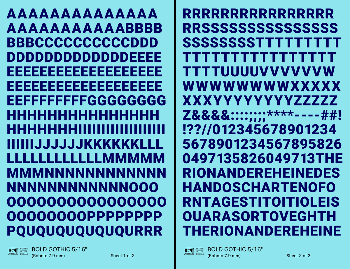 Bold Gothic Letter Number Alphabet