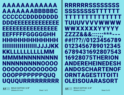 Bold Gothic Letter Number Alphabet