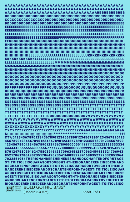 Bold Gothic Letter Number Alphabet