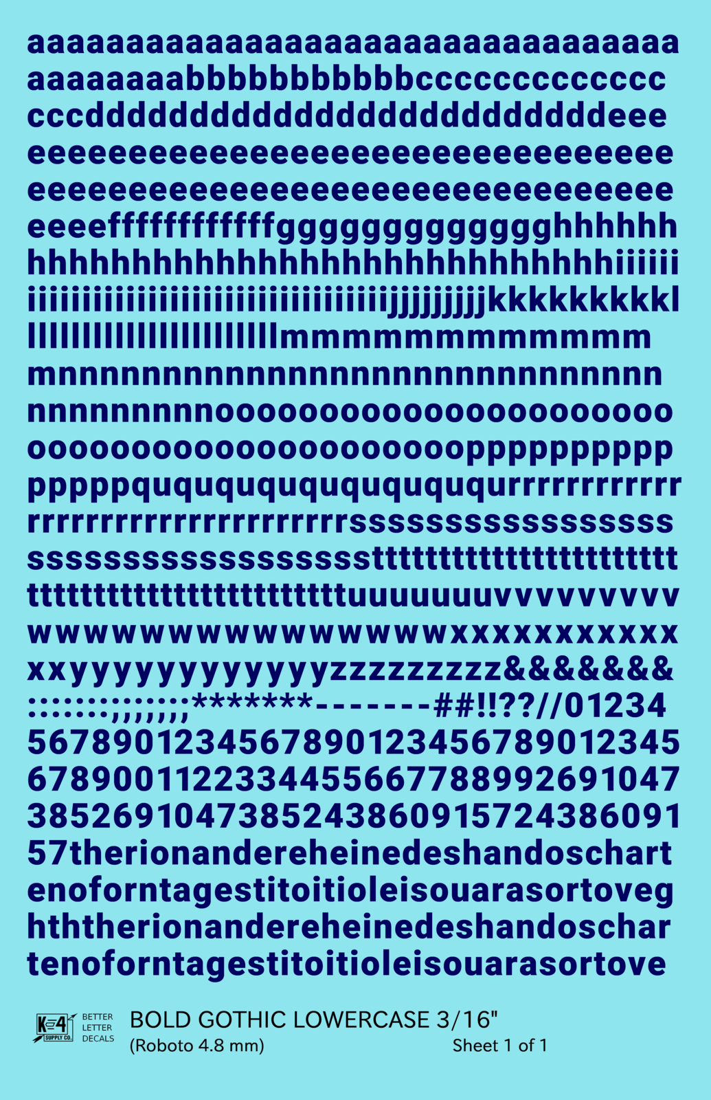 Lowercase Bold Gothic Letter Number Alphabet
