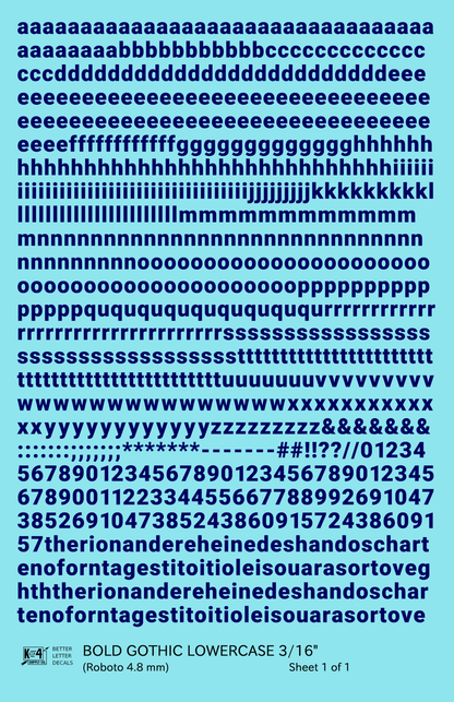 Lowercase Bold Gothic Letter Number Alphabet
