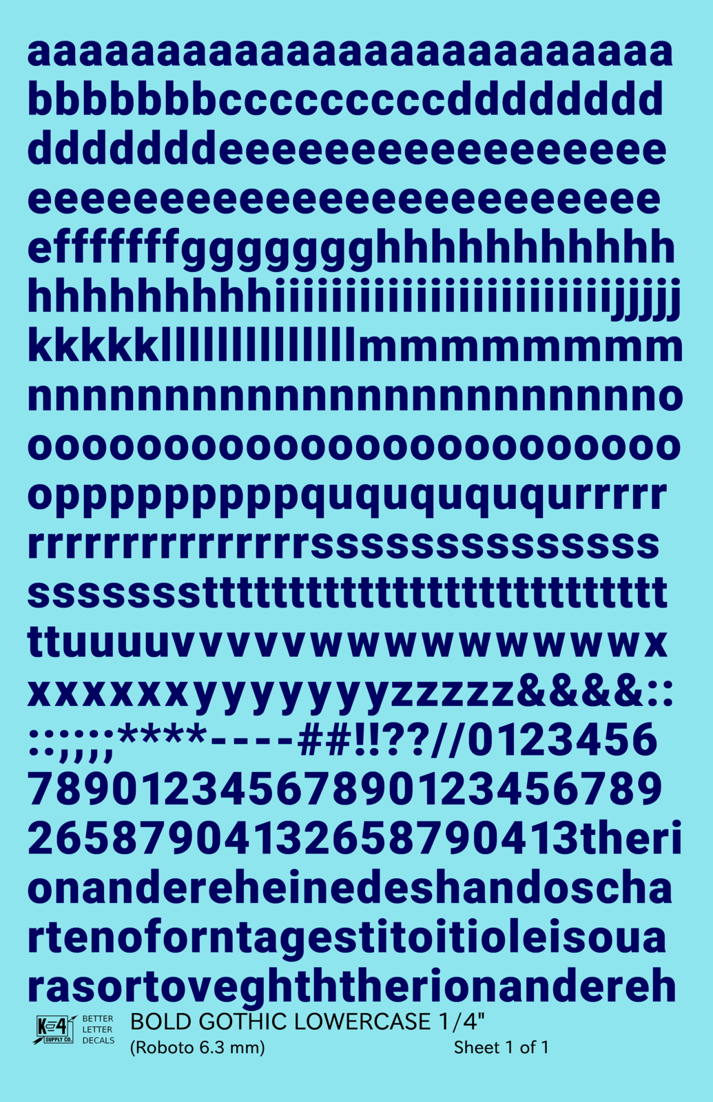 Lowercase Bold Gothic Letter Number Alphabet