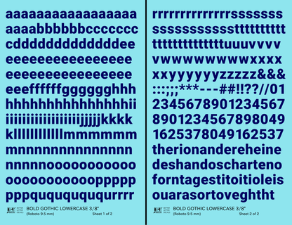 Lowercase Bold Gothic Letter Number Alphabet