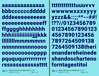 Lowercase Bold Gothic Letter Number Alphabet