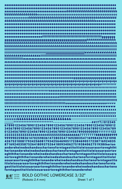Lowercase Bold Gothic Letter Number Alphabet