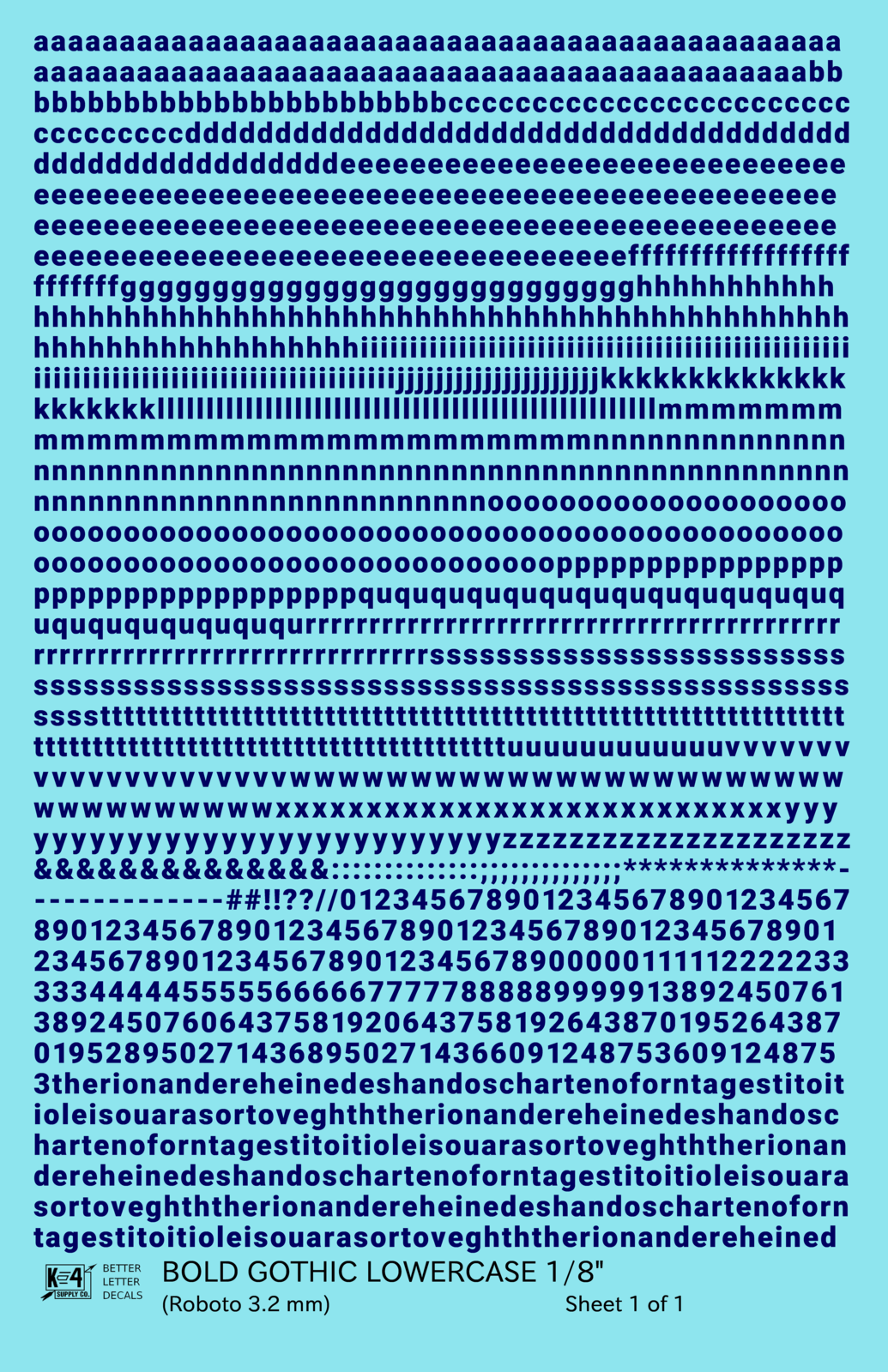Lowercase Bold Gothic Letter Number Alphabet