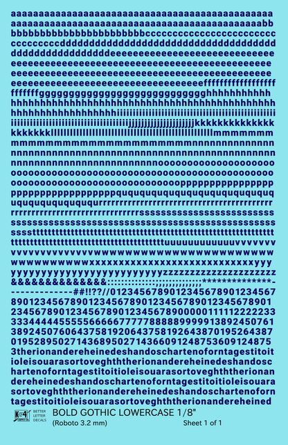 Lowercase Bold Gothic Letter Number Alphabet