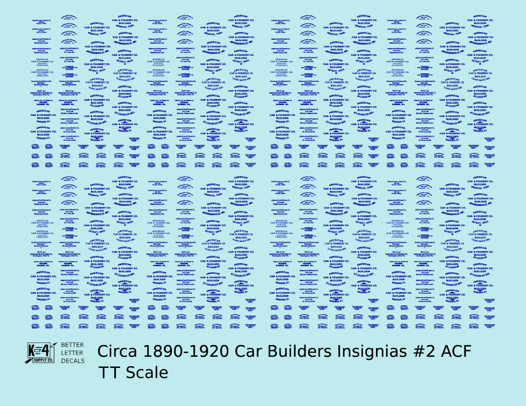 1900 Era ACF Car Builder Insignias
