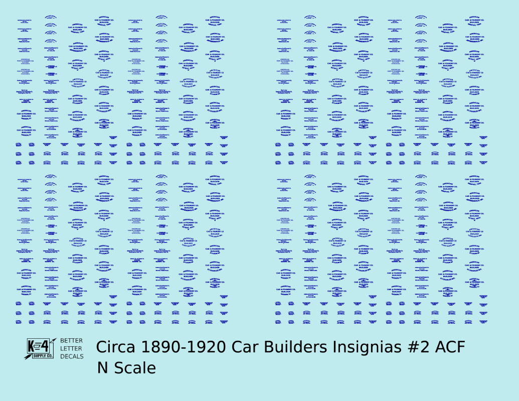 1900 Era ACF Car Builder Insignias