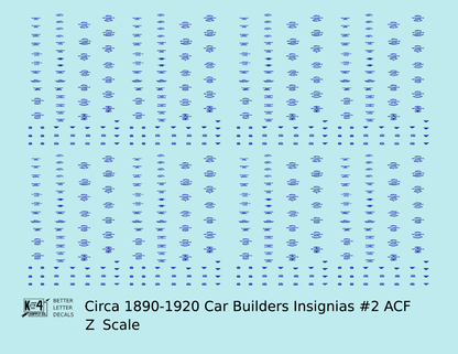1900 Era ACF Car Builder Insignias