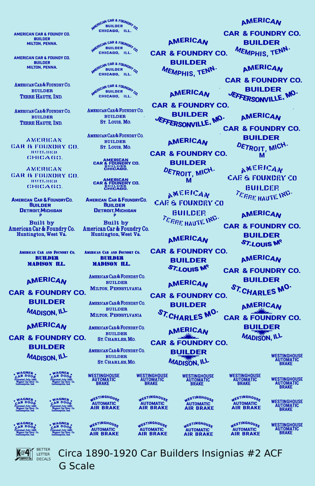 1900 Era ACF Car Builder Insignias