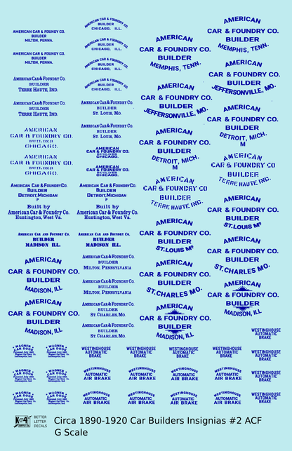 1900 Era ACF Car Builder Insignias