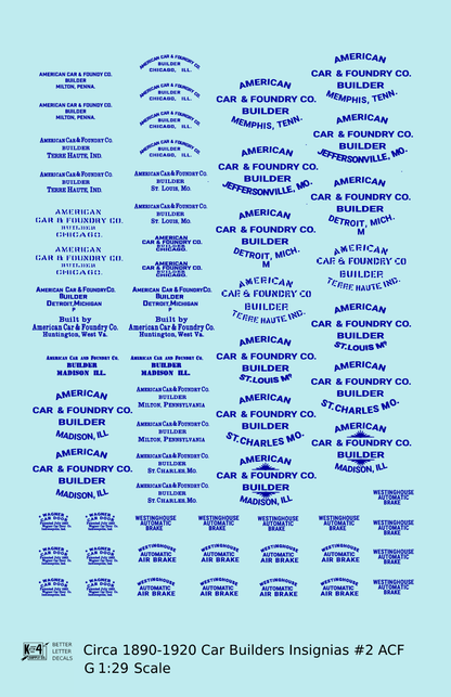 1900 Era ACF Car Builder Insignias