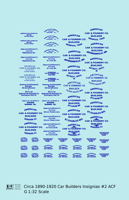 1900 Era ACF Car Builder Insignias