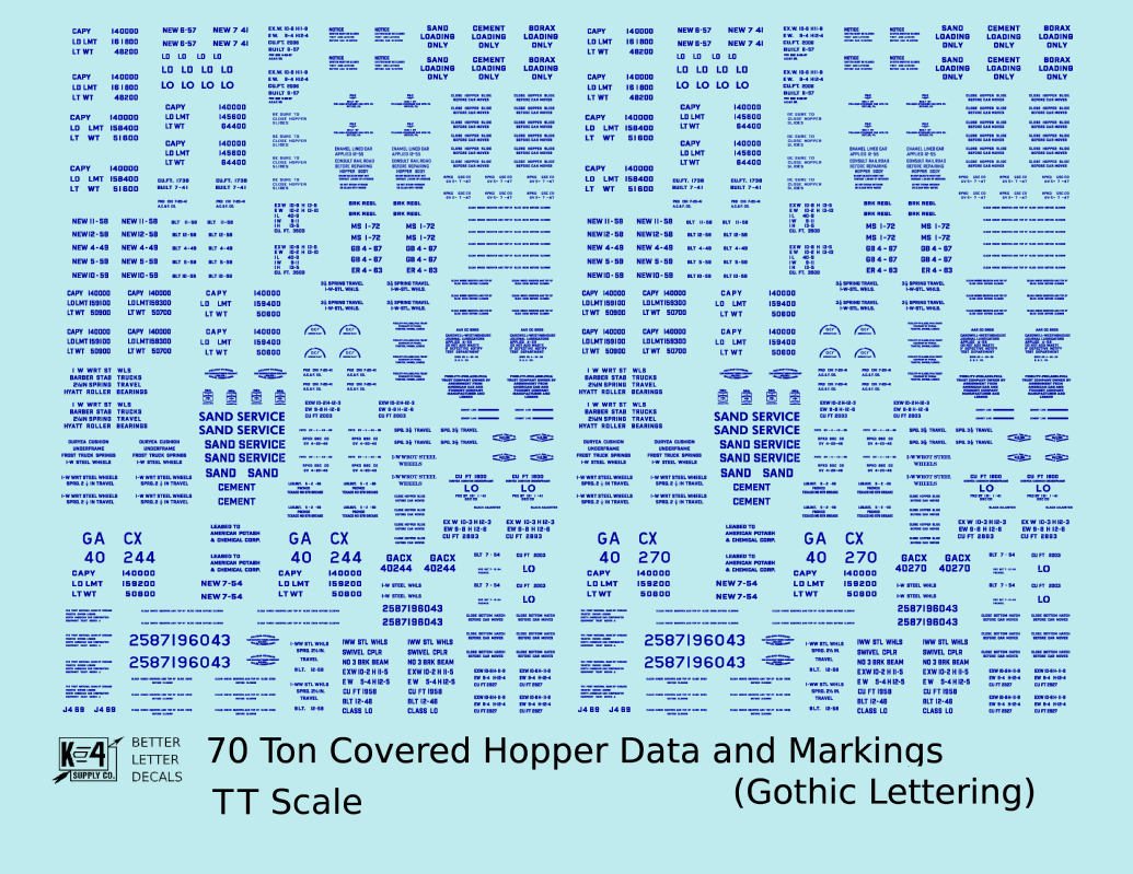 Dimensional and Weight Data 70 Ton Covered Hopper Gothic Font
